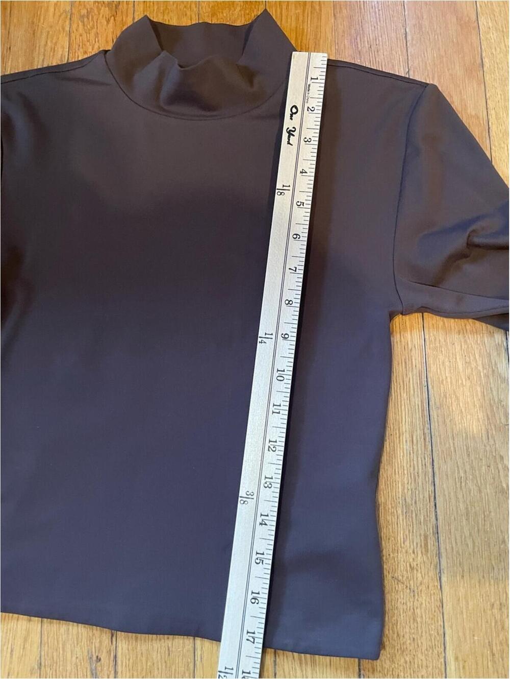 Babaton Aritzia Brown Mock Neck Crop Top Long Sleeve Fitted Stretch Minimalist S - Picture 5 of 5